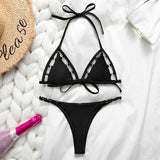 In-X Ring high cut bikini 2020 Black swimsuit female Push up swimwear women bathers Halter top Triangle top summer bathing suit