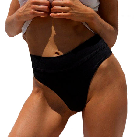 2019 Hot Women Triangular Trunks Bikini Set Bottom Swimwear Cheeky Thong V Swim Trunks Sexy Women Beachwear Solid Black S-XL