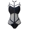 Black Sheer Knit Net Mesh Women Swimwear One Piece Swimsuit Female Bather Bathing Suit Swim Halter