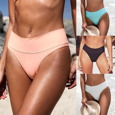 2019 Hot Women Triangular Trunks Bikini Set Bottom Swimwear Cheeky Thong V Swim Trunks Sexy Women Beachwear Solid Black S-XL