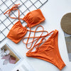 OMKAGI Swimwear Women  One Piece Swimsuit Bandage Swimsuit Sexy Biquini Solid Push Up Bikini Set Biquinis Leopard Bikini 2020