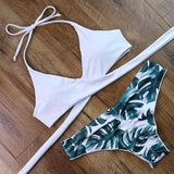 Leopard Swimsuit Snake Print Bikini 2020 Sexy Cross Bandage Bathing Suit Women Push Up Separate Bikini Set Halter Top Swimwear
