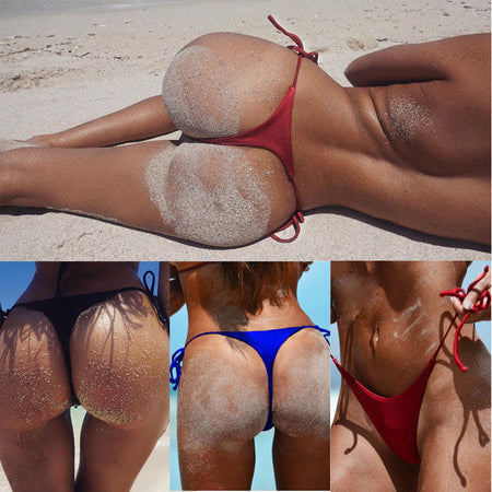 2019 Hot Women Triangular Trunks Bikini Set Bottom Swimwear Cheeky Thong V Swim Trunks Sexy Women Beachwear Solid Black S-XL