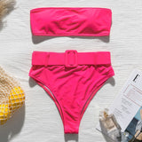 In-X High waist bikinis 2020 mujer Neon swimsuit female one shoulder swimwear women Bandeau top Sexy green bathing suit bathers