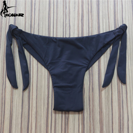 2019 Hot Women Triangular Trunks Bikini Set Bottom Swimwear Cheeky Thong V Swim Trunks Sexy Women Beachwear Solid Black S-XL